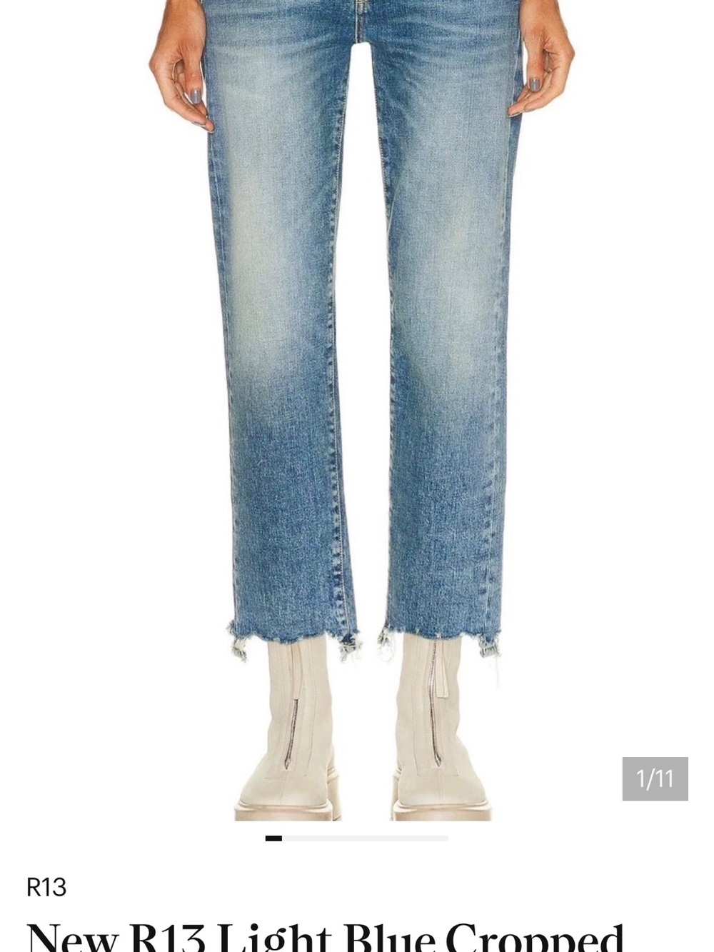 R13 Light-Wash Cropped Straight Jeans